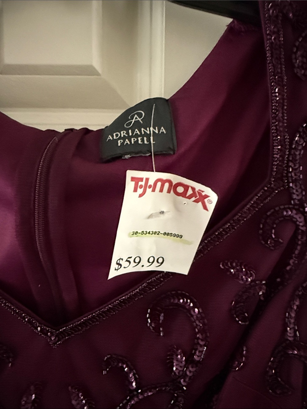 Adrianna Papell Beaded Sleeveless Dress - Plum - Picture 2 of 5